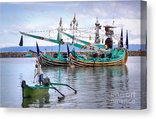 Travel Canvas Print featuring the photograph Fishing Boats in Bali by Louise Heusinkveld