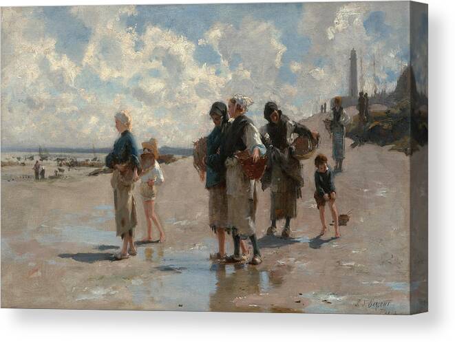 John Singer Sargent Canvas Print featuring the painting Fishing for Oysters at Cancale by John Singer Sargent