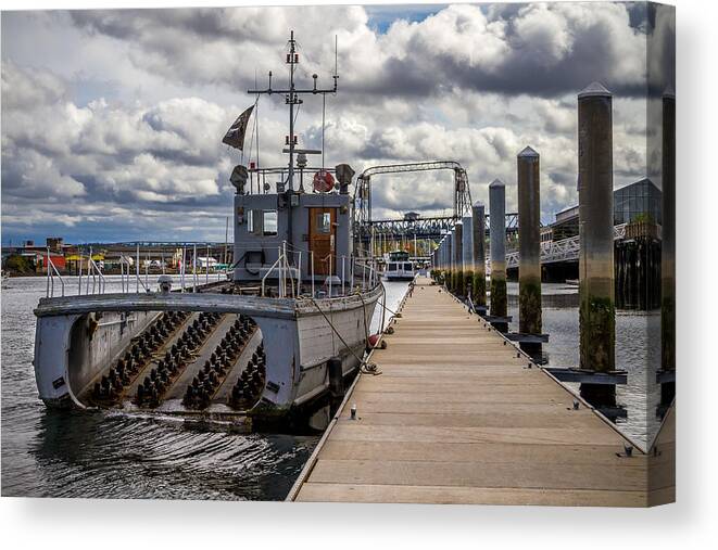 Maritime Canvas Print featuring the photograph Fishing Vessel Tied up at the Pier by Rob Green