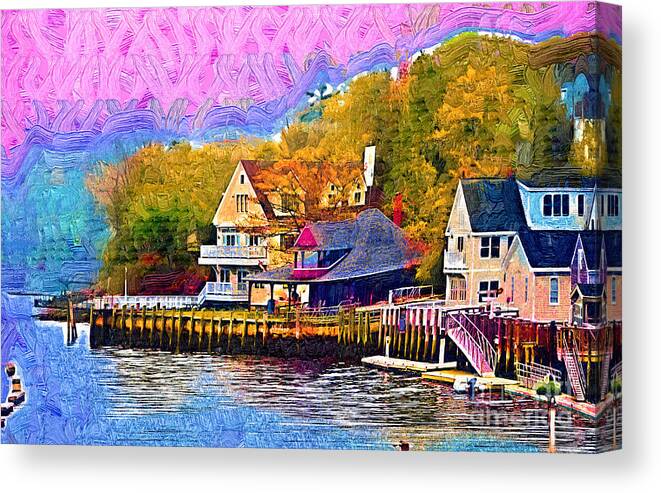 Harbor Canvas Print featuring the painting Fishing Village by Kirt Tisdale