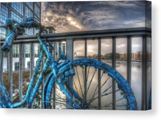 Architecture Canvas Print featuring the digital art Fishy bike by Nathan Wright