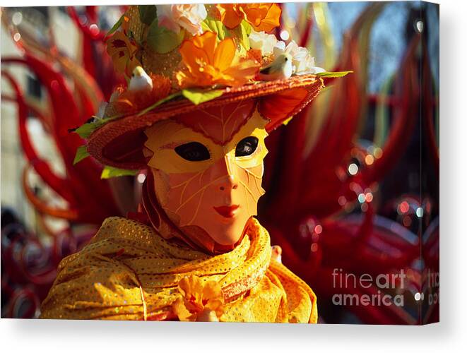 Venezia Canvas Print featuring the photograph Flaming mask by Riccardo Mottola