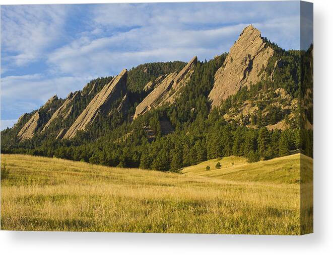 Boulder Photos Canvas Print featuring the photograph Flatiron Morning Light Boulder Colorado by James BO Insogna