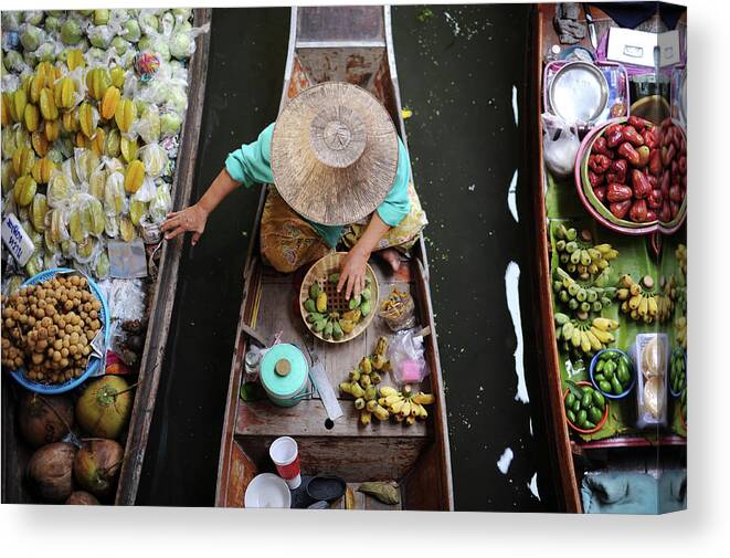People Canvas Print featuring the photograph Floating Market by Carlos Nizam
