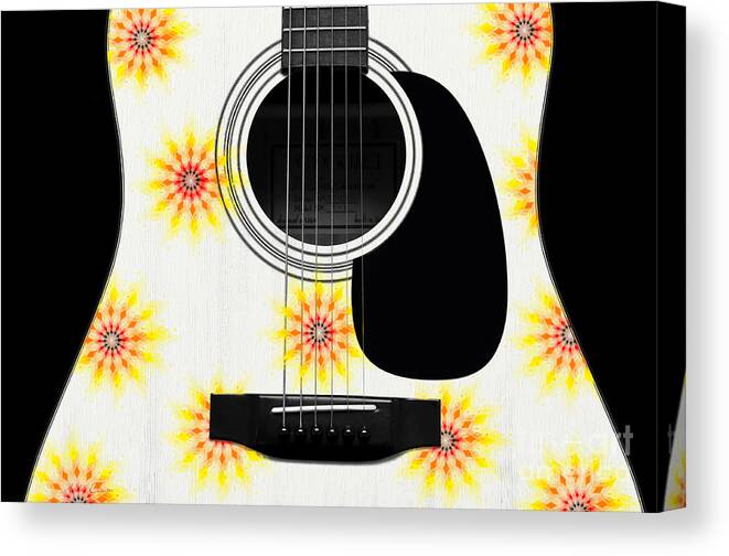 Abstract Canvas Print featuring the digital art Floral Abstract Guitar 9 by Andee Design