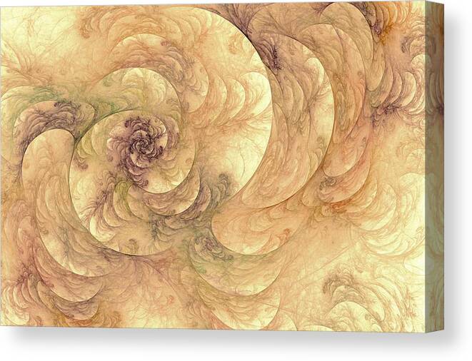  Canvas Print featuring the digital art Floral Fractal Filigree Yellow by Doug Morgan