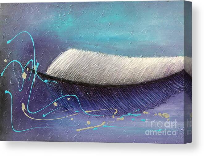 Gray And Blue Art Canvas Print featuring the painting Fly Away by Preethi Mathialagan