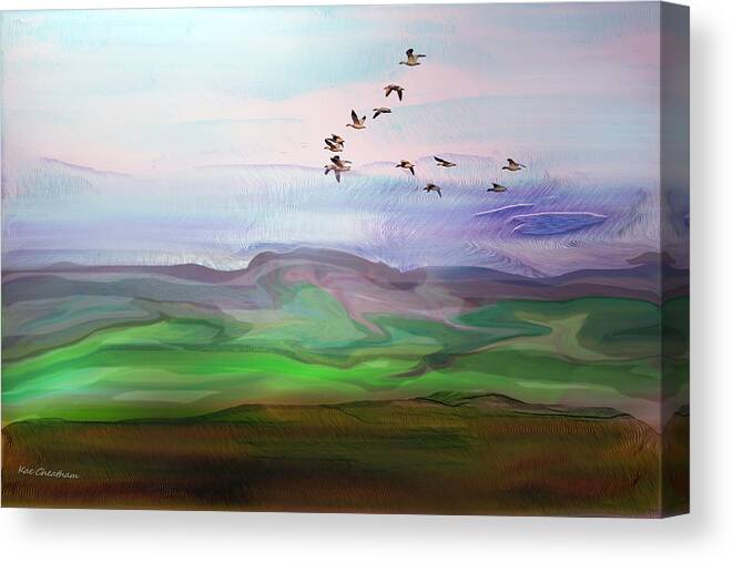 Digital Landscape Canvas Print featuring the digital art Fly By Digital Painting by Kae Cheatham