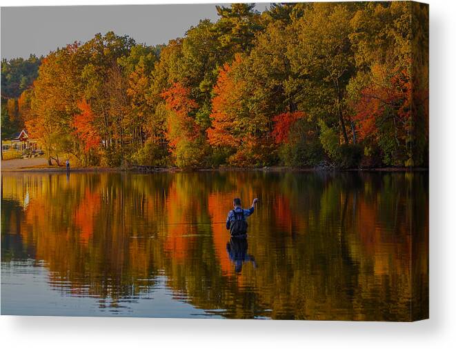 Fall Canvas Print featuring the photograph Fly Fishing by Brian MacLean