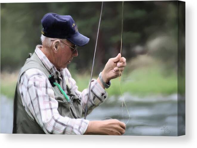 Adult Canvas Print featuring the digital art Fly fishing time by Debra Baldwin