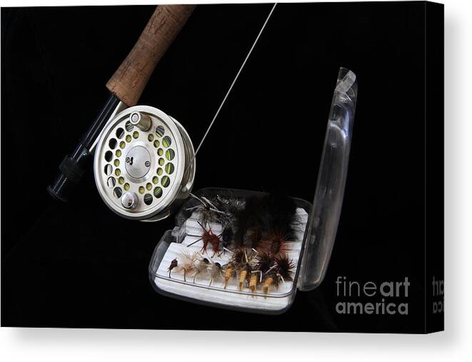 Fly Rod Canvas Print featuring the photograph Fly rod and fly's by Edward R Wisell