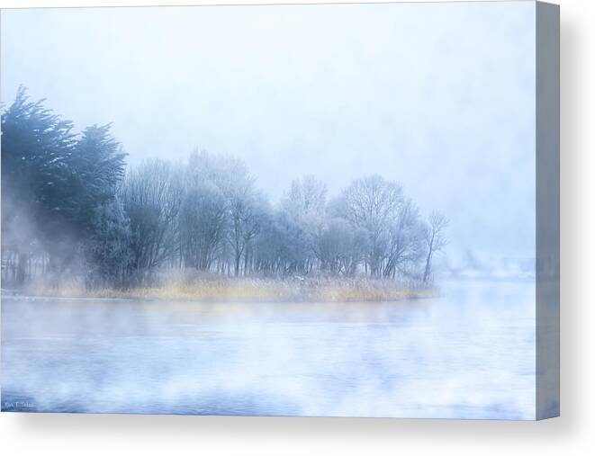 Galway Canvas Print featuring the photograph Fog on the River Corrib in Galway Ireland by Mark E Tisdale