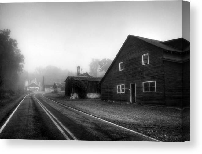 Fog Canvas Print featuring the photograph Foggy Morning In Brasstown NC in Black and White by Greg and Chrystal Mimbs