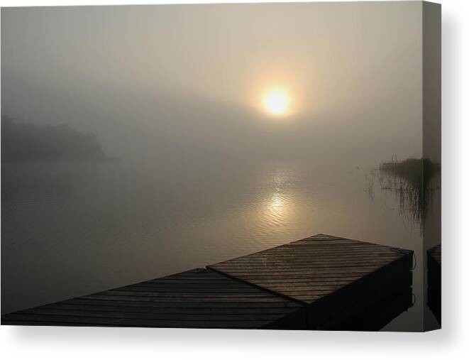 Sun Canvas Print featuring the photograph Foggy Sunrise by Debbie Oppermann