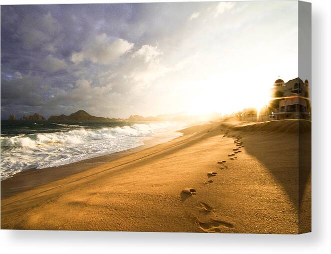 Steps Canvas Print featuring the photograph Footsteps in the sand by Eti Reid