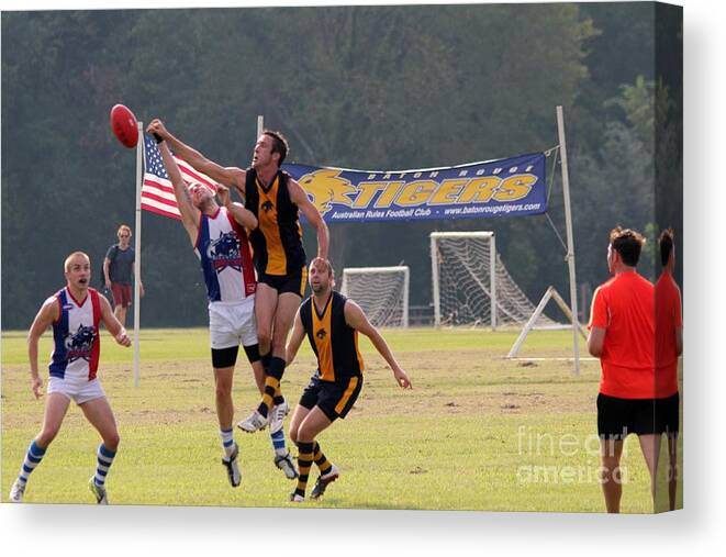 Footy Baton Rouge Tigers Canvas Print featuring the photograph Footy 160 by Mark Guillory