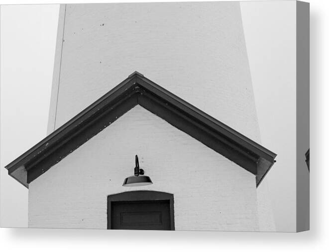 Fort Gratiot Light Canvas Print featuring the photograph Fort Gratiot Light Detail 4 BW by Mary Bedy