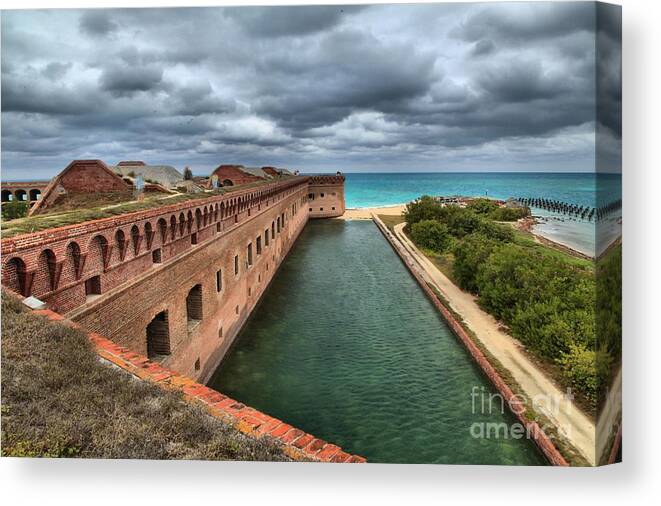 Fort Jefferson Canvas Print featuring the photograph Fort Jefferson Moat by Adam Jewell