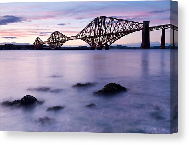 Forth Bridge Canvas Print featuring the photograph Forth Bridge at sundown by Stephen Taylor