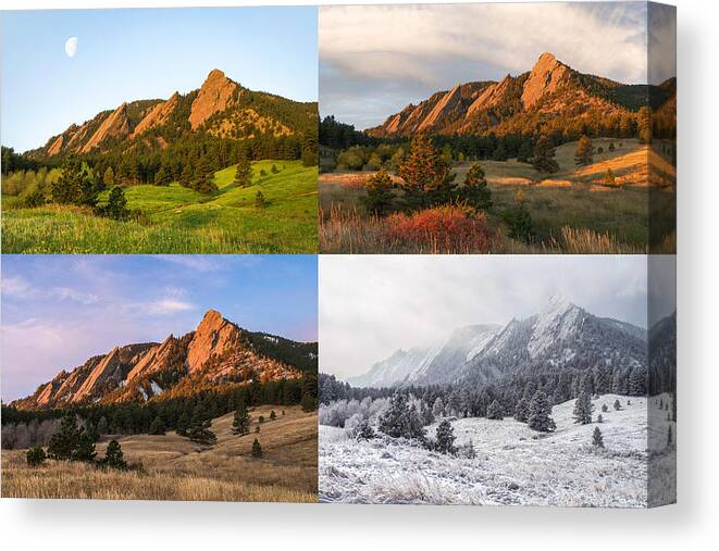 Four Canvas Print featuring the photograph Four Seasons - The Flatirons by Aaron Spong