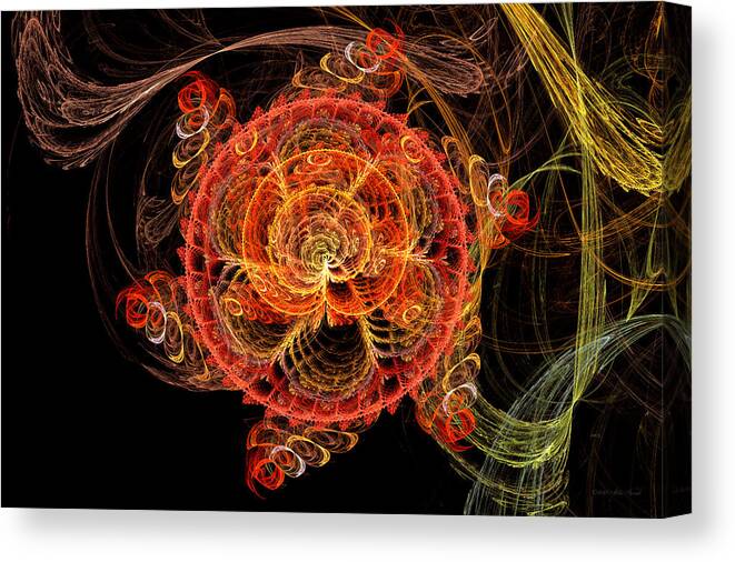 Abstract Canvas Print featuring the digital art Fractal - Abstract - Mardi gras molecule by Mike Savad