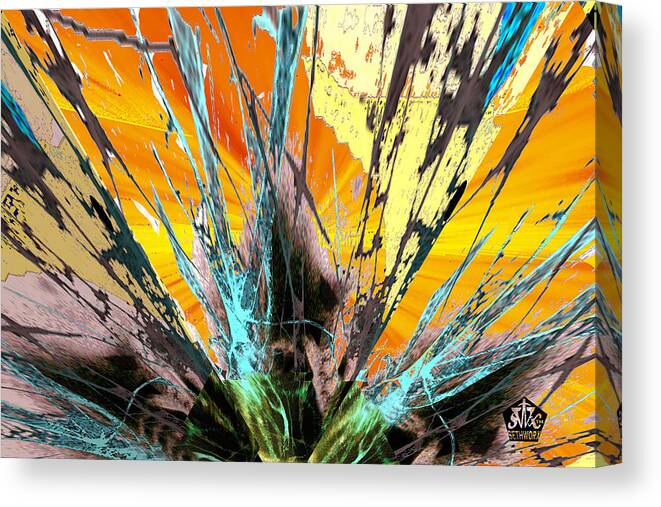 Fractured Sunset Canvas Print featuring the digital art Fractured Sunset by Seth Weaver