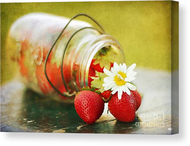 Mason Jar Canvas Print featuring the photograph Fraises by Darren Fisher