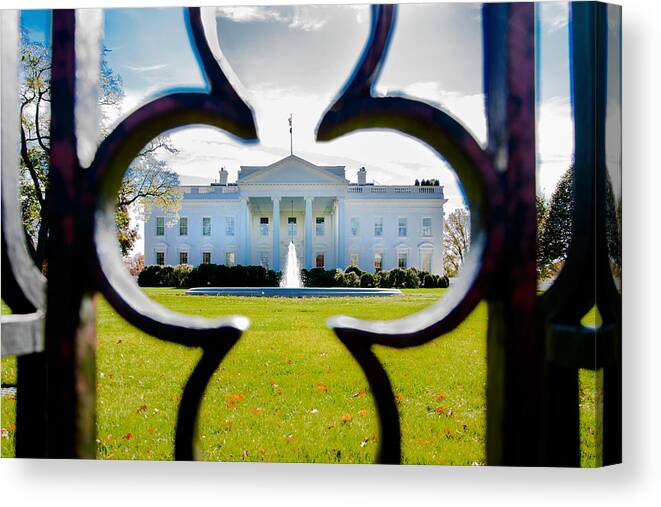 Congress Canvas Print featuring the photograph Framed Whitehouse by Greg Fortier