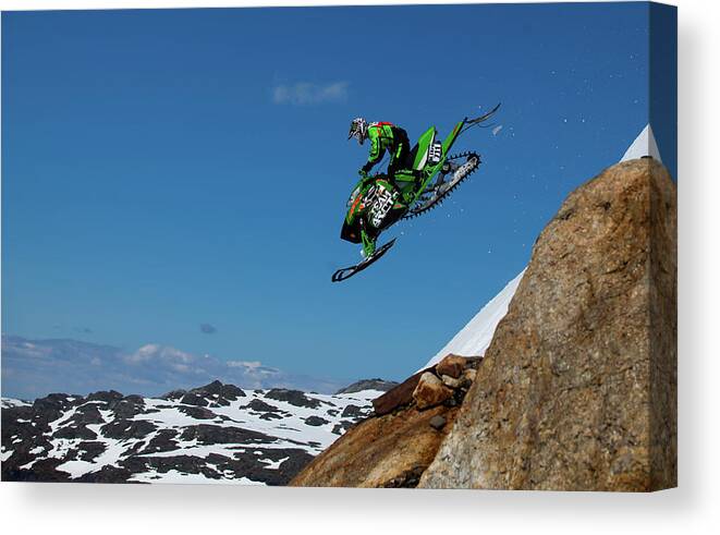 Snowmobile Canvas Print featuring the photograph Free Fall by Christian Otnes