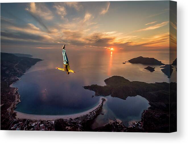 Action Canvas Print featuring the photograph Freefalling With Guillaume Galvani by Tristan Shu