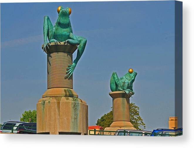 Frog Canvas Print featuring the photograph Frog Bridge by Mike Martin