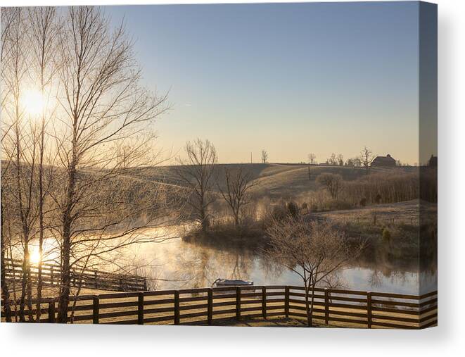 Sunrise Canvas Print featuring the photograph Frosty sunrise by Alexey Stiop