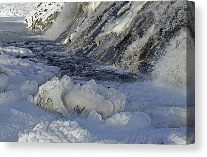 Ice Canvas Print featuring the photograph Frozen Beach by Cathy Mahnke