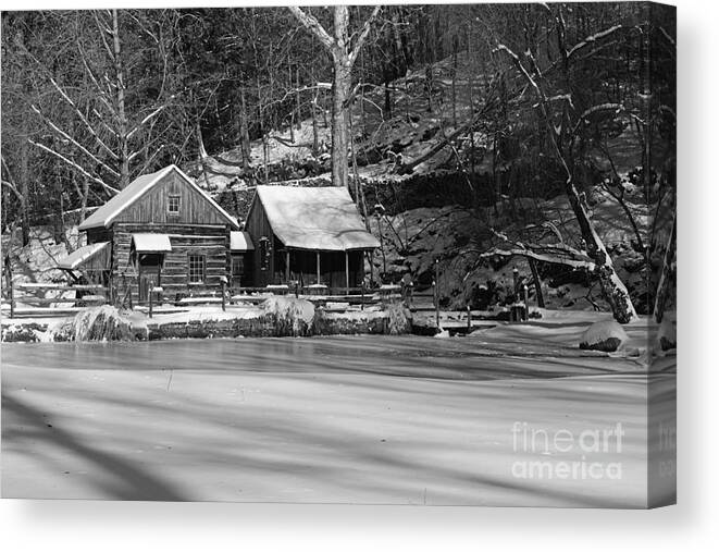 Paul Ward Canvas Print featuring the photograph Frozen Pond in Black and White by Paul Ward