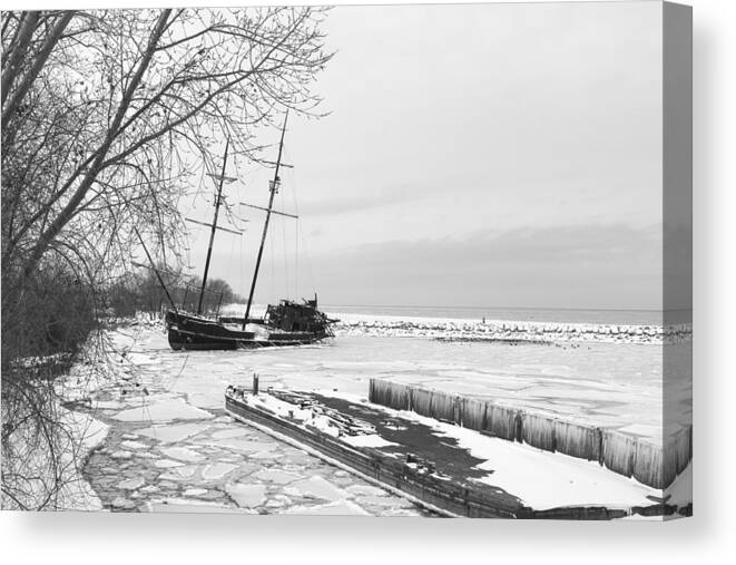 Jordan Station Canvas Print featuring the photograph Frozen tall ship by Nick Mares