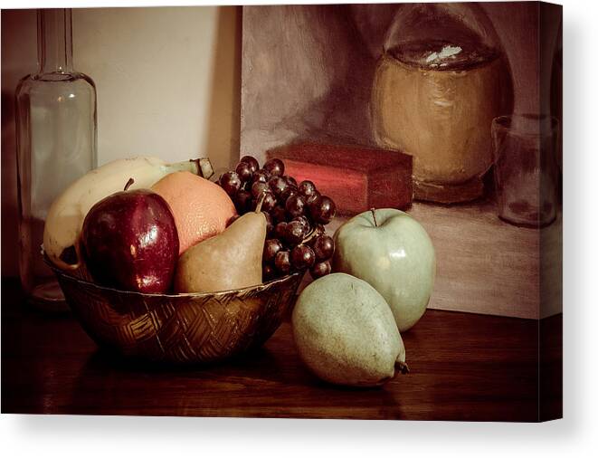 Fruit Canvas Print featuring the photograph Fruit with Painting by Brian Caldwell