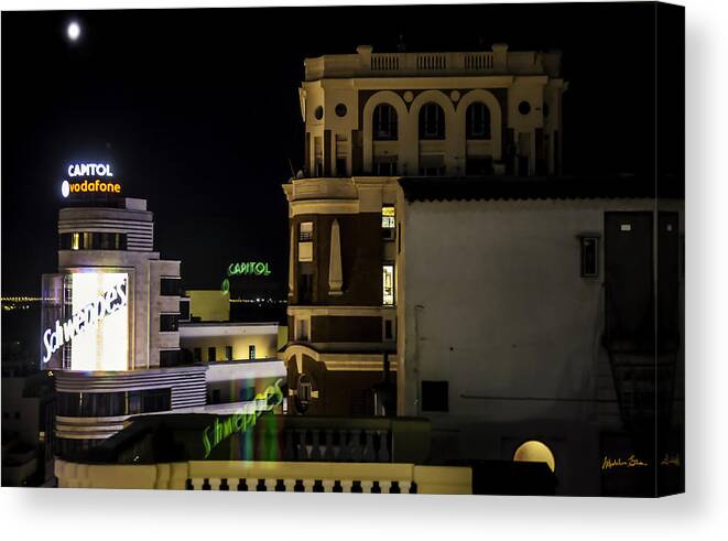 Sevilla Canvas Print featuring the photograph Full Moon Over Sevilla - Spain by Madeline Ellis