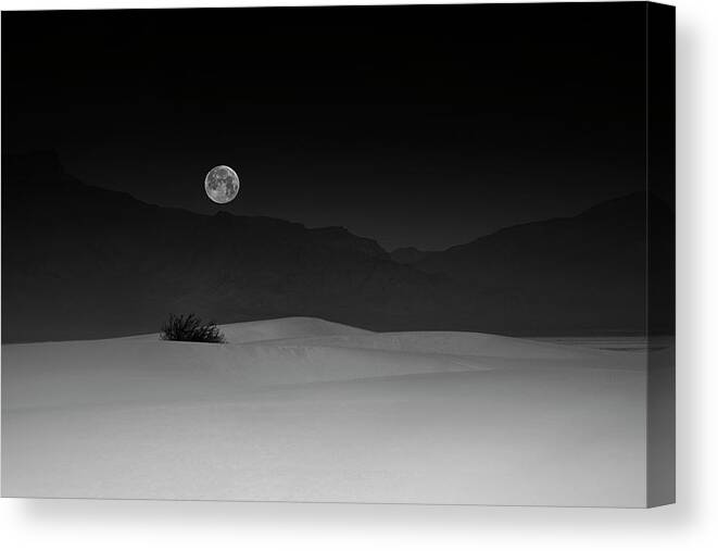 Night Canvas Print featuring the photograph Full Moon Over White Sands by Lydia Jacobs
