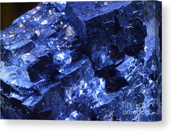 Galena Canvas Print featuring the photograph Galena Mineral Crystal Macro by Shawn O'Brien