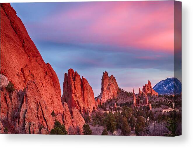 Garden Of The Gods Canvas Print featuring the photograph Garden of the Gods Sunset View by James BO Insogna