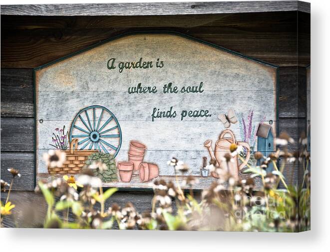  Canvas Print featuring the photograph Garden Sign by Cheryl Baxter