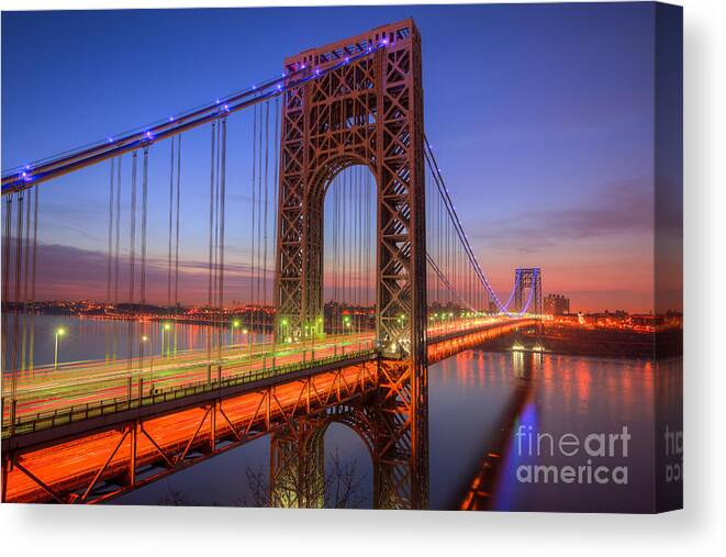 Clarence Holmes Canvas Print featuring the photograph George Washington Bridge Morning Twilight I by Clarence Holmes