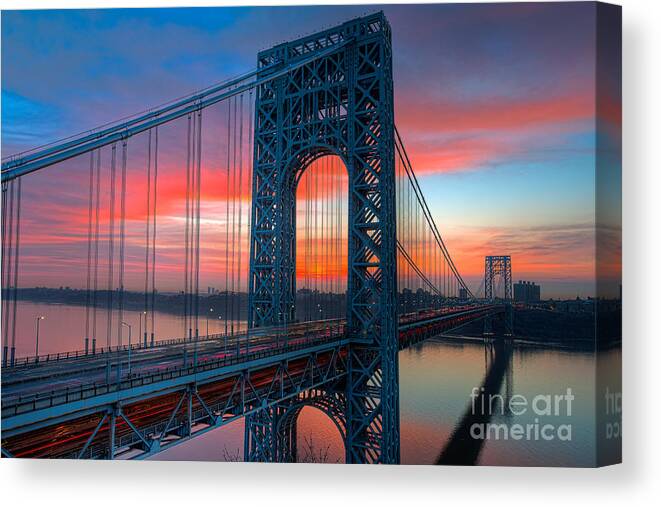 Clarence Holmes Canvas Print featuring the photograph George Washington Bridge Sunrise I by Clarence Holmes