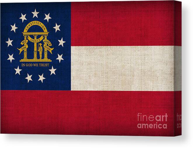 Georgia Canvas Print featuring the painting Georgia State Flag by Pixel Chimp