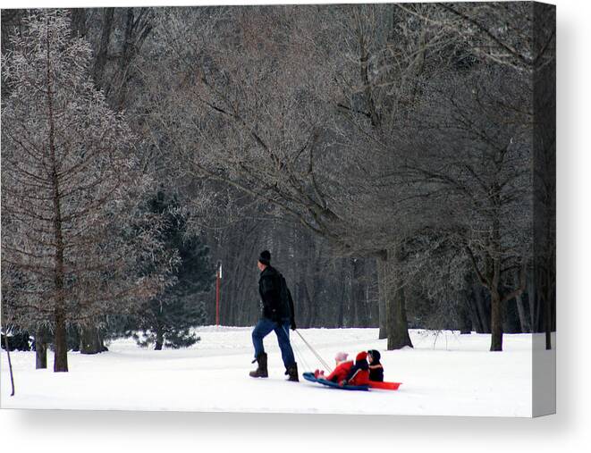 Winter Canvas Print featuring the photograph Getty-Up Daddy by Kay Novy