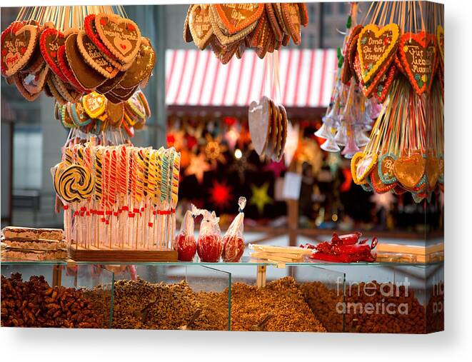 Market Canvas Print featuring the photograph Gingerbread and candies by Jane Rix