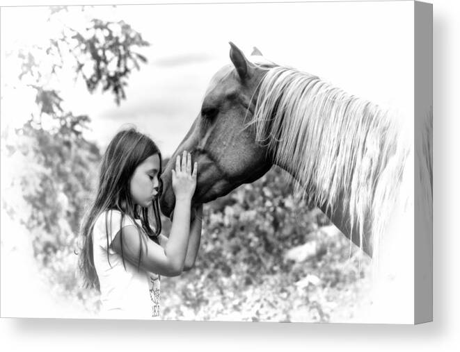 Girls Canvas Print featuring the photograph Girls and their Horses by Eleanor Abramson