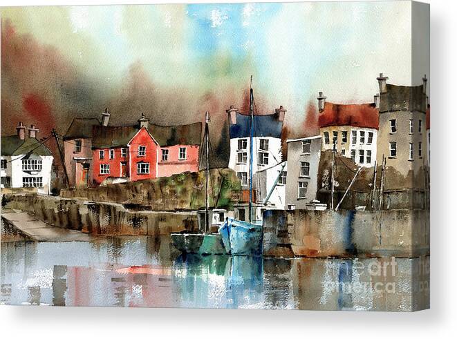 Val Byrne Canvas Print featuring the painting Glandore Harbour West Cork #3 by Val Byrne