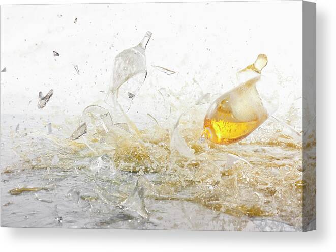 White Background Canvas Print featuring the photograph Glasses Of Beer Shattering by Fstop Images - Dual Dual
