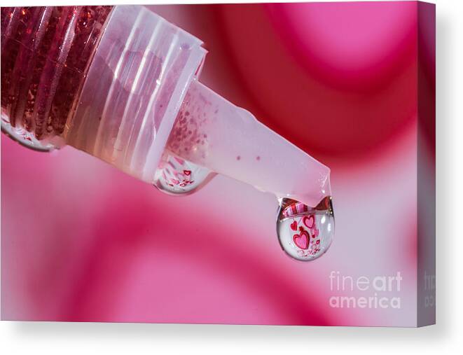 Water Drop Canvas Print featuring the photograph Glitter Love Drop by Alissa Beth Photography